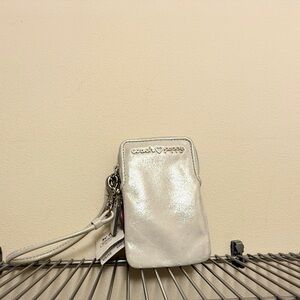 Coach Metallic Silver Wristlet